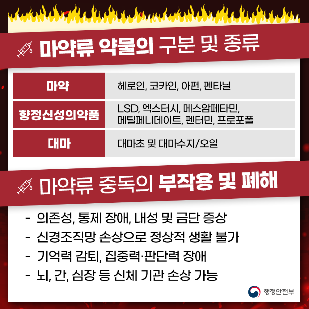 마약류 약물의 구분 및 종류